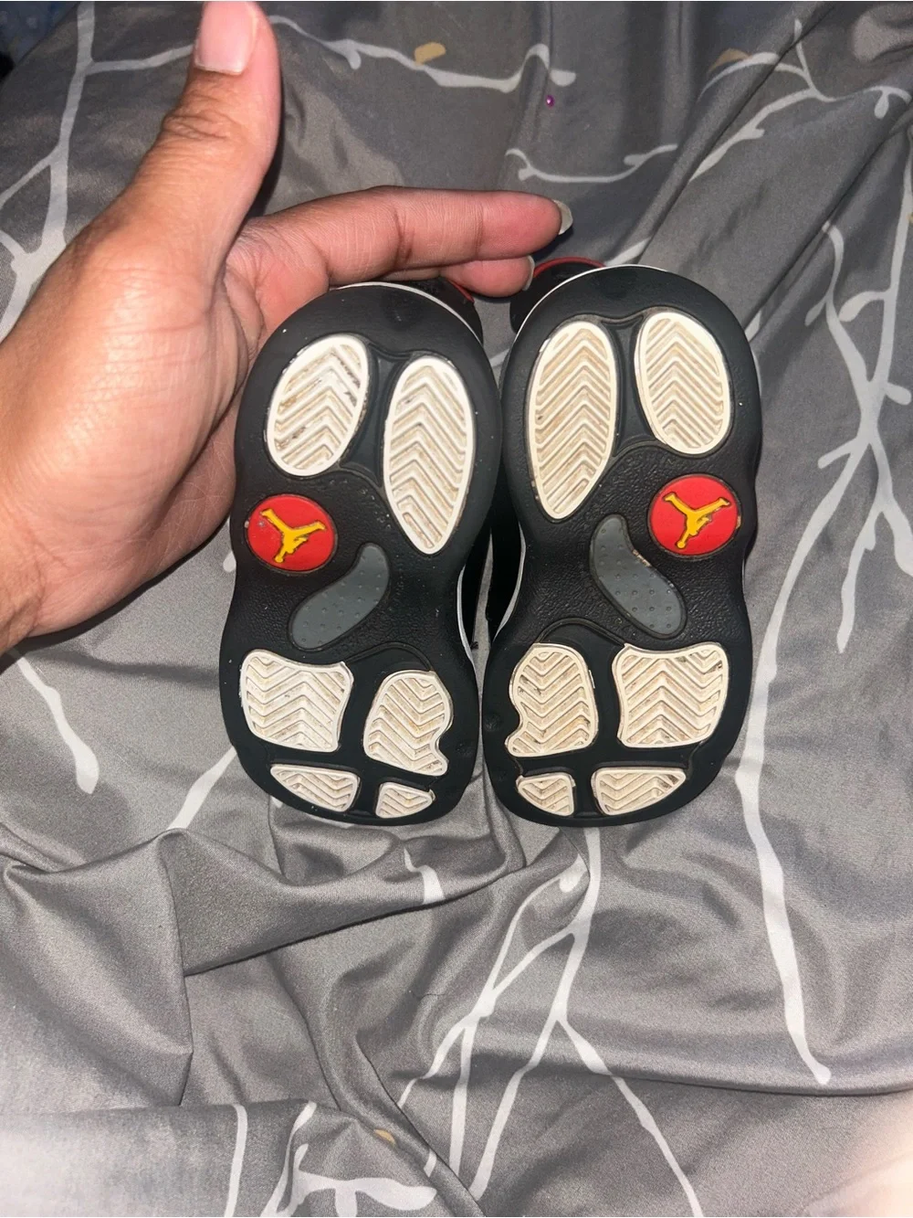 Jordan Kids Gray and Black Velcro Basketball Sneakers with Yellow Jumpman